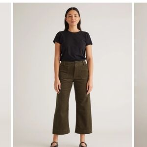 Quince Corduroy Olive Green Wide-Leg Pants